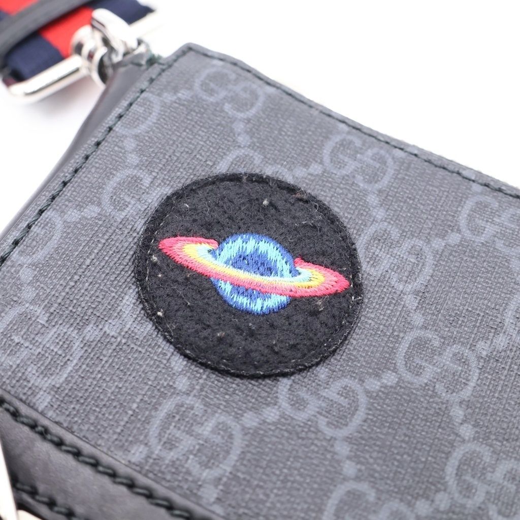 Gucci GG Puri Tiger Patch Messenger Bag Black Canvas Leather Silver — view 6