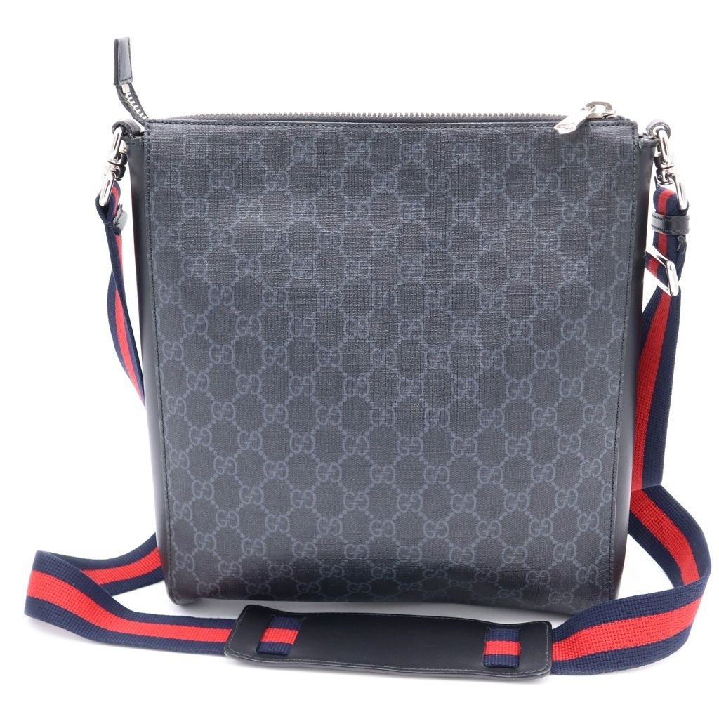 Gucci GG Puri Tiger Patch Messenger Bag Black Canvas Leather Silver — view 2