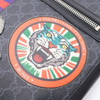 Gucci GG Puri Tiger Patch Messenger Bag Black Canvas Leather Silver — view 7