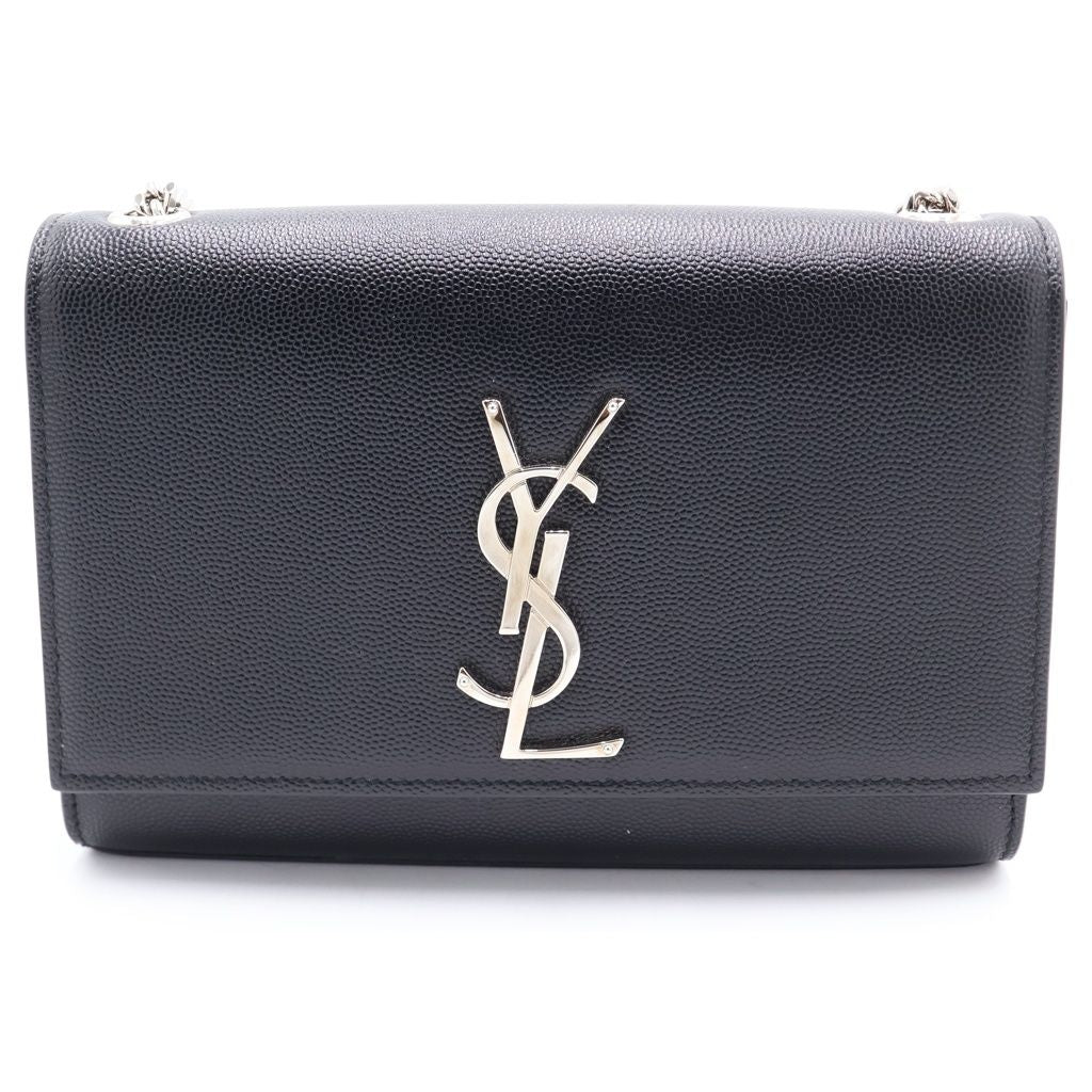 Saint Laurent Paris Kate Leather Silver Chain Shoulder Bag Black