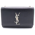 Saint Laurent Paris Kate Leather Silver Chain Shoulder Bag Black