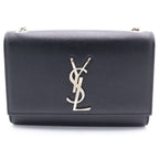 Saint Laurent Paris Kate Leather Silver Chain Shoulder Bag Black