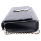 Saint Laurent Paris Kate Leather Silver Chain Shoulder Bag Black — view 3