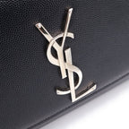 Saint Laurent Paris Kate Leather Silver Chain Shoulder Bag Black — view 6