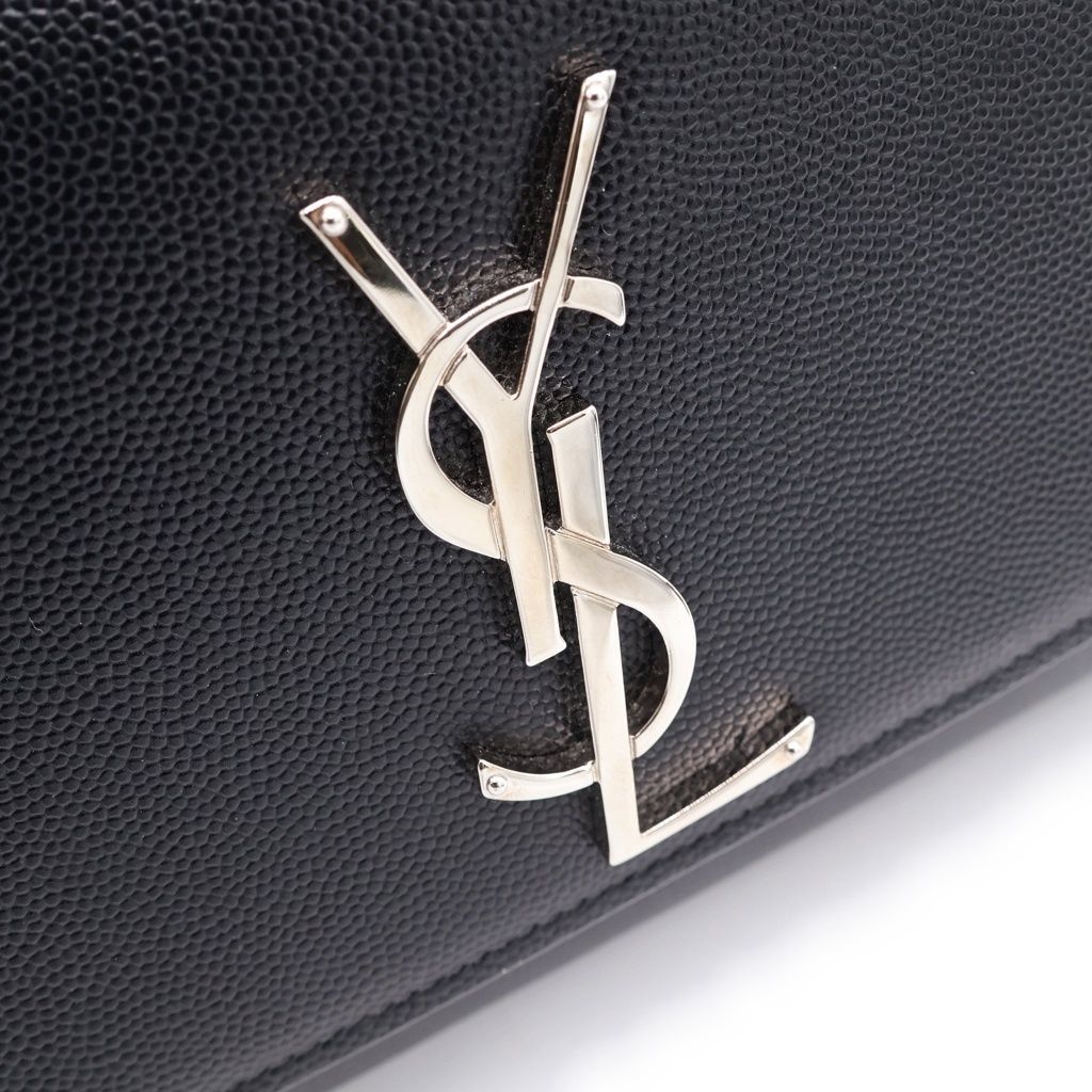 Saint Laurent Paris Kate Leather Silver Chain Shoulder Bag Black — view 6