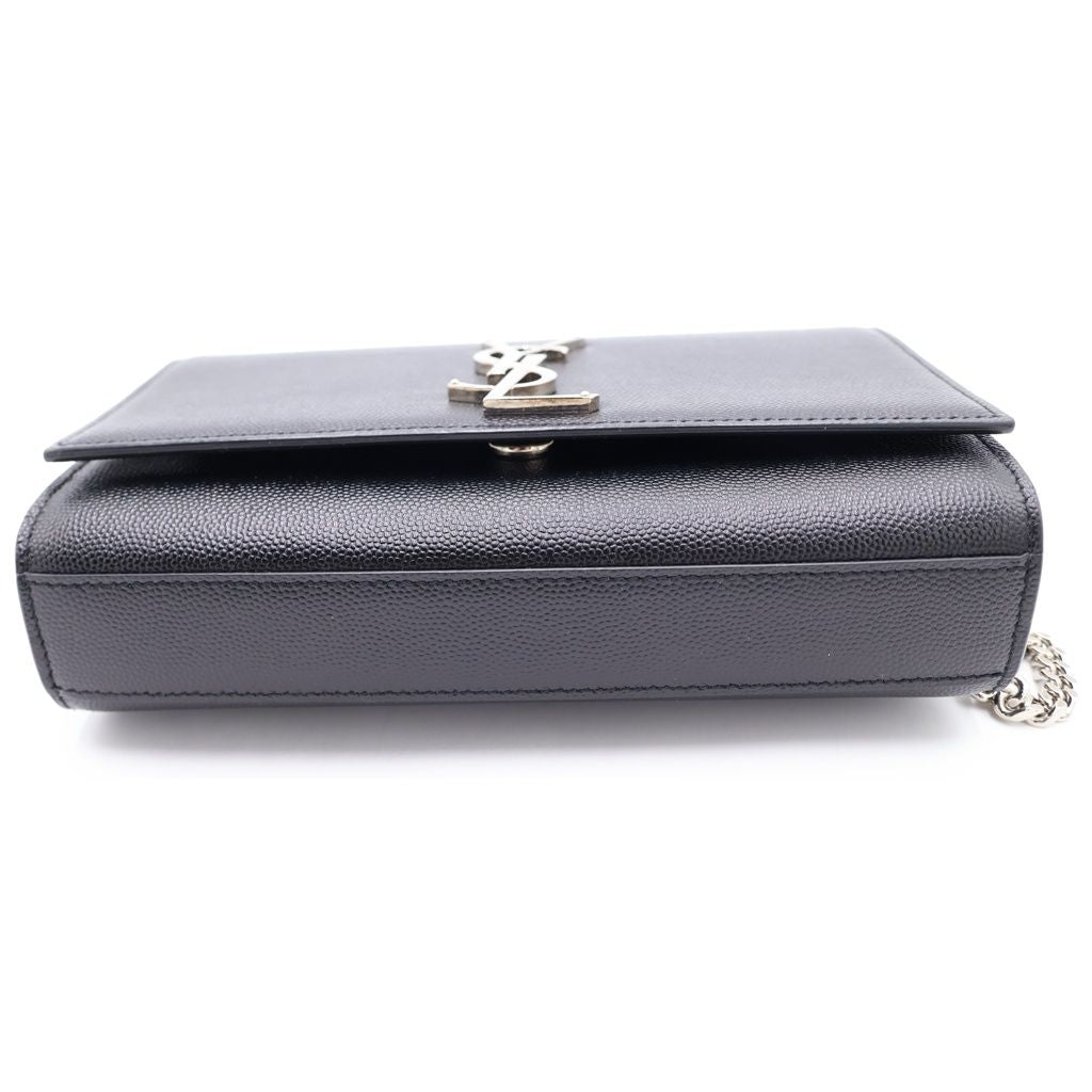 Saint Laurent Paris Kate Leather Silver Chain Shoulder Bag Black — view 4
