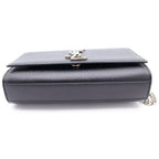 Saint Laurent Paris Kate Leather Silver Chain Shoulder Bag Black — view 4