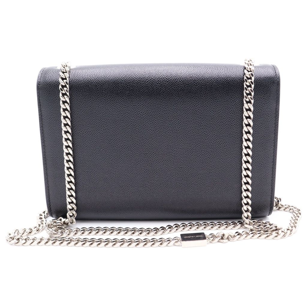Saint Laurent Paris Kate Leather Silver Chain Shoulder Bag Black — view 2