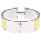 Hermes Clic Clac GM Enamel Bracelet Bangle Silver Yellow — view 2