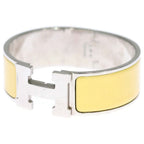 Hermes Clic Clac GM Enamel Bracelet Bangle Silver Yellow