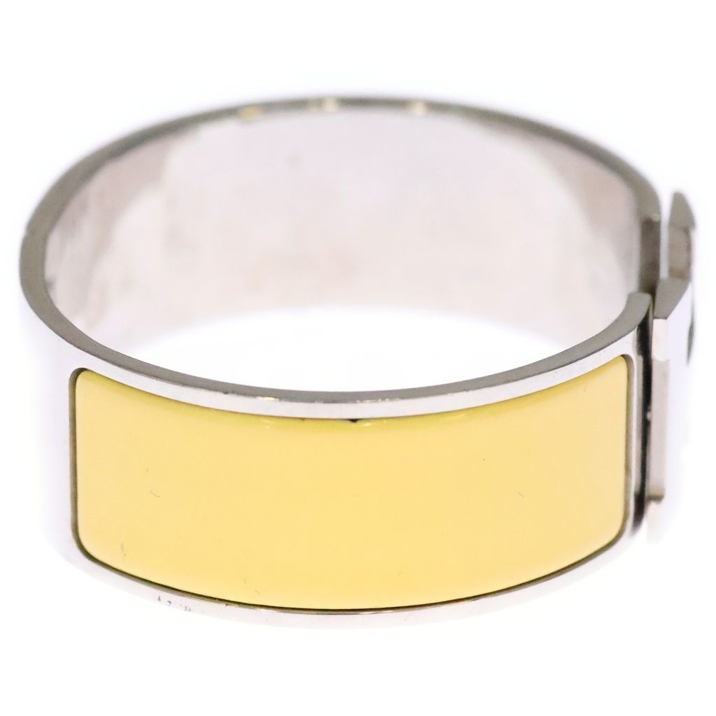 Hermes Clic Clac GM Enamel Bracelet Bangle Silver Yellow — view 3