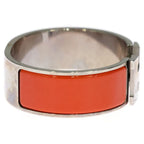 Hermes Clic Clac GM Enamel Bracelet Bangle Silver Orange — view 3