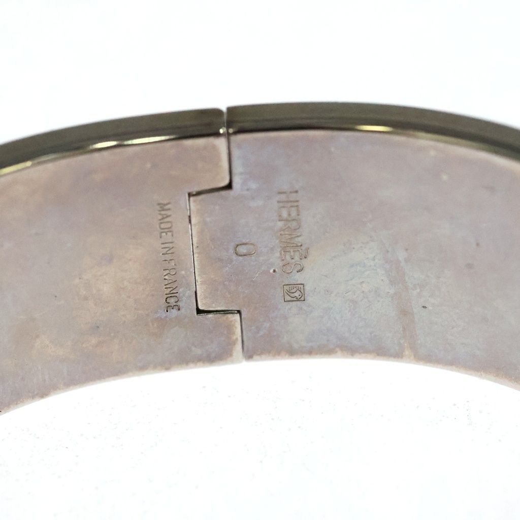 Hermes Clic Clac GM Enamel Bracelet Bangle Silver Orange — view 5