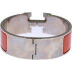 Hermes Clic Clac GM Enamel Bracelet Bangle Silver Orange — view 2