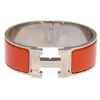 Hermes Clic Clac GM Enamel Bracelet Bangle Silver Orange — view 4