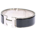 Hermes Clic Clac GM Enamel Bracelet Bangle Silver Black