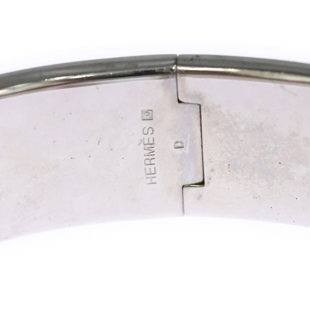 Hermes Clic Clac GM Enamel Bracelet Bangle Silver Black — view 5