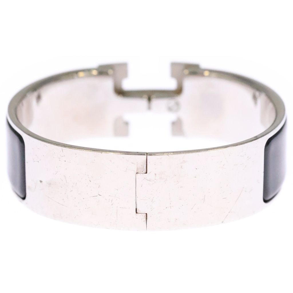 Hermes Clic Clac GM Enamel Bracelet Bangle Silver Black — view 2