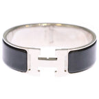 Hermes Clic Clac GM Enamel Bracelet Bangle Silver Black — view 4