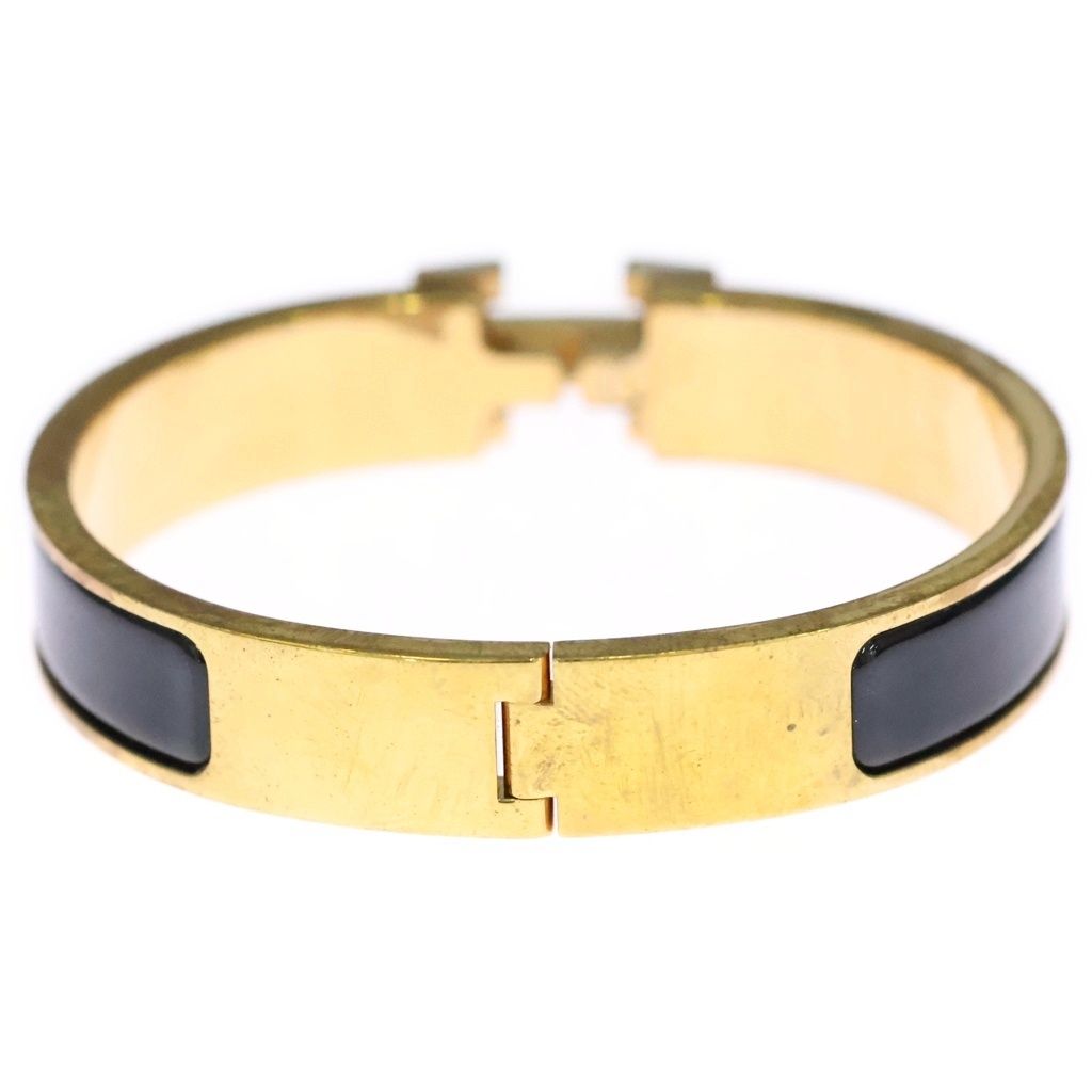 Hermes Clic Clac PM Enamel Bracelet Bangle Gold Black — view 2