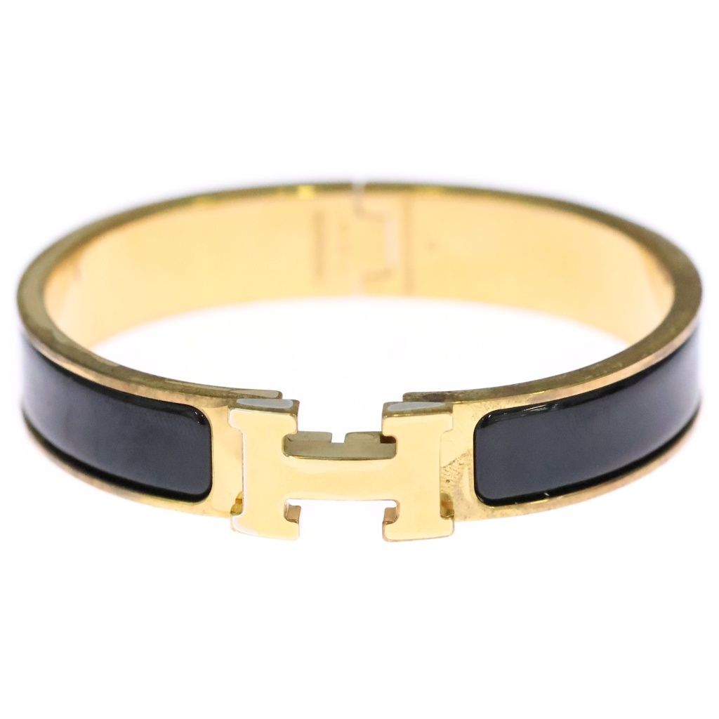 Hermes Clic Clac PM Enamel Bracelet Bangle Gold Black — view 4