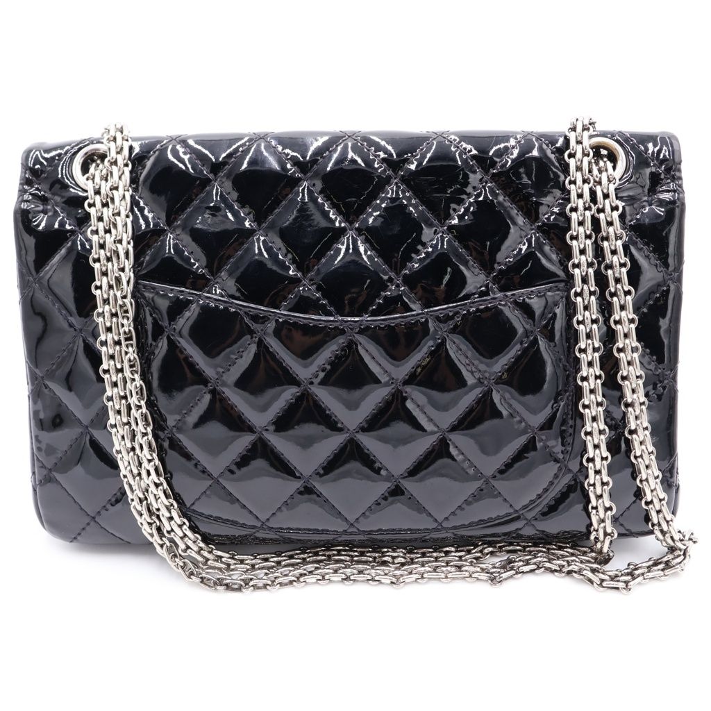 Chanel Quilted 2.55 Patent Leather Shoulder Back Black Handbag — view 2