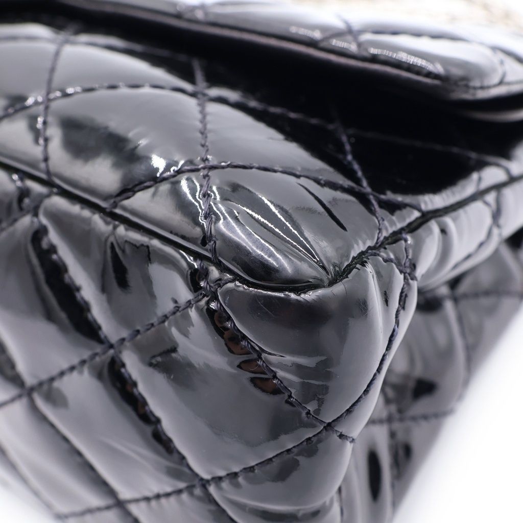 Chanel Quilted 2.55 Patent Leather Shoulder Back Black Handbag — view 5