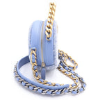 Chanel 19 Spangle Round Chain Shoulder Back Lightblue Stand — view 3