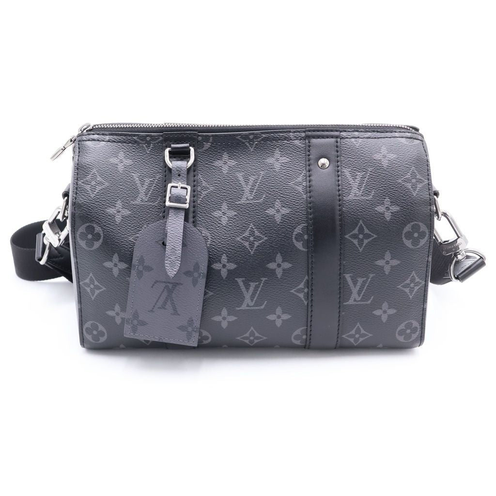Louis Vuitton Monogram Eclipse City Keepall 2-Way Shoulder Bag Black Leather