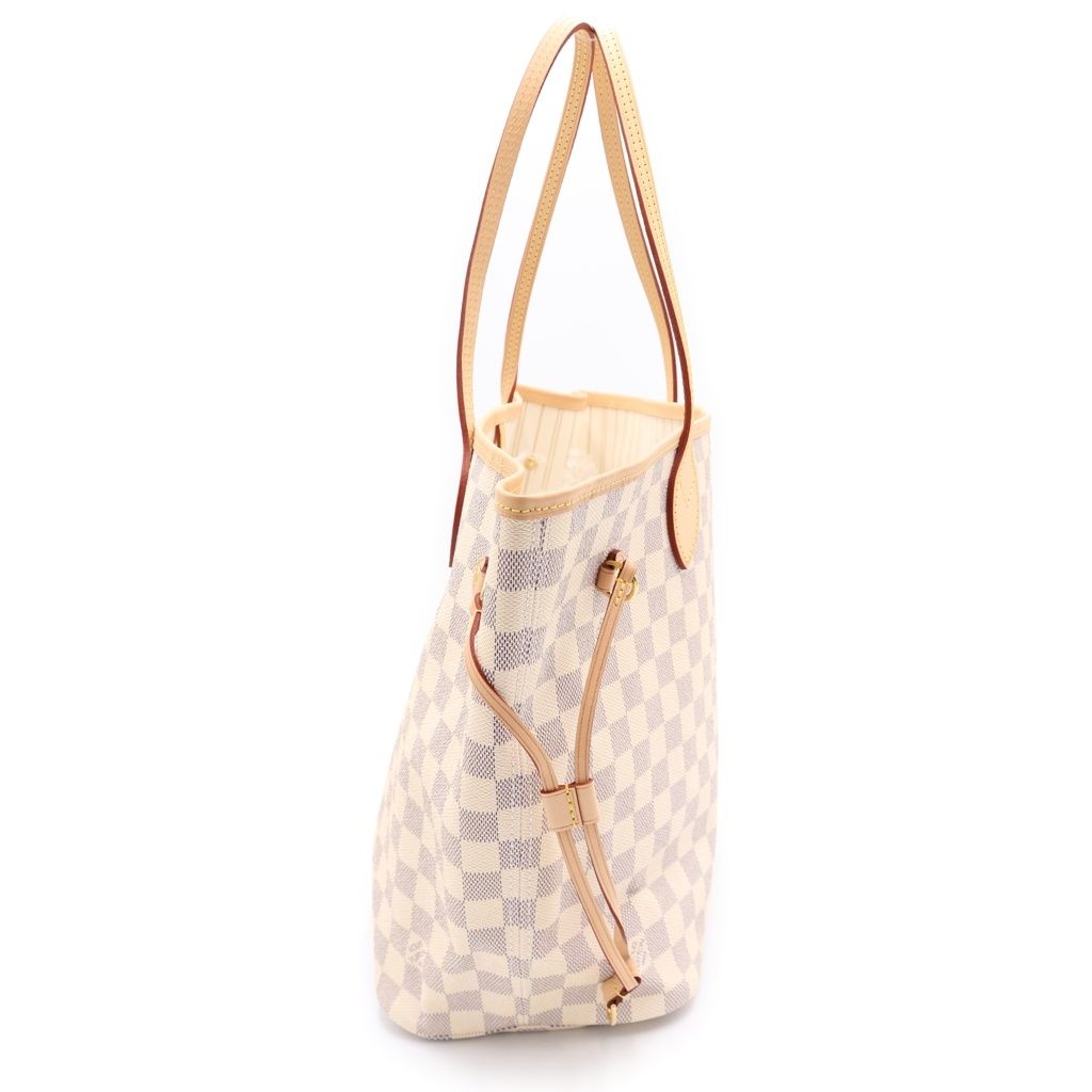 Louis Vuitton Damier Azur Neverfull MM Tote Eye Brown Gold — view 3