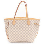 Louis Vuitton Damier Azur Neverfull MM Tote Eye Brown Gold — view 2