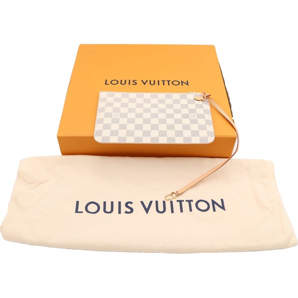 Louis Vuitton Damier Azur Neverfull MM Tote Eye Brown Gold — view 8