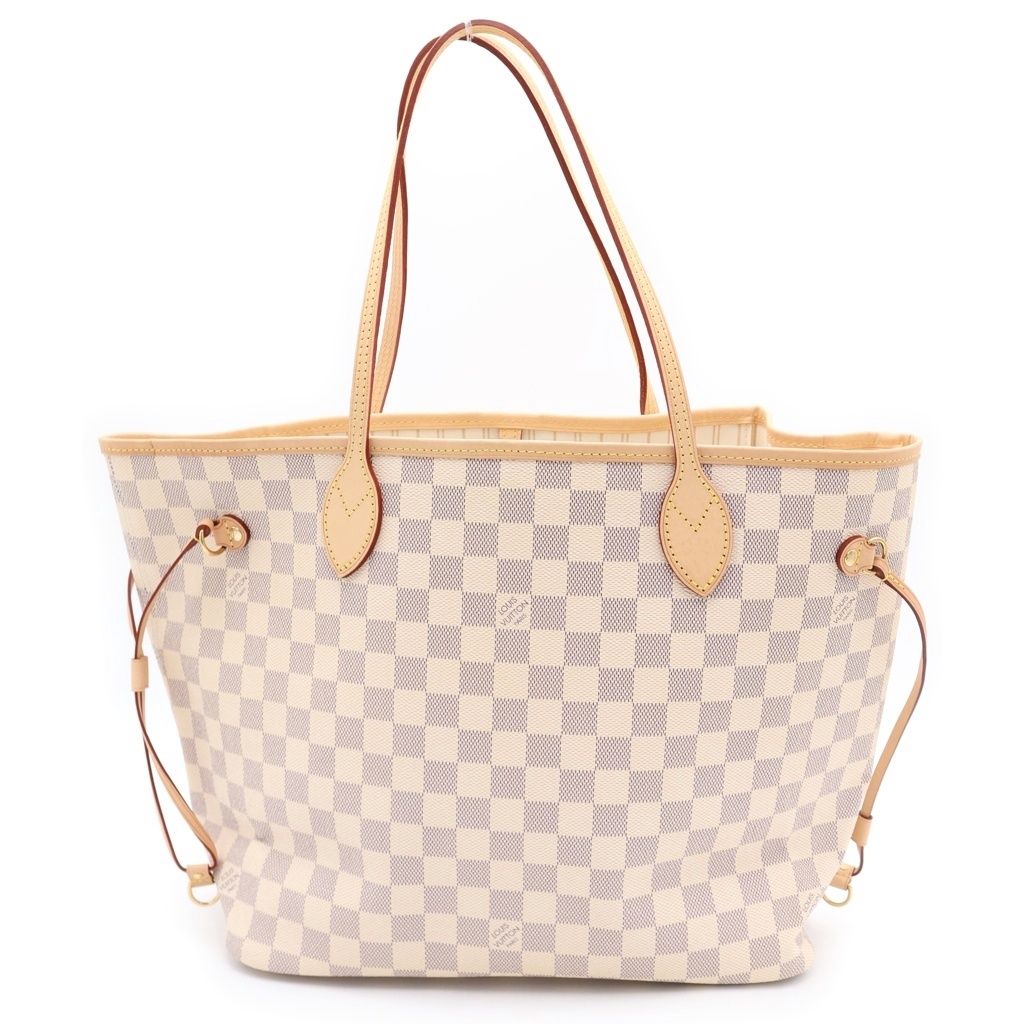 Louis Vuitton Damier Azur Neverfull MM Tote Eye Brown Gold