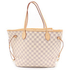 Louis Vuitton Damier Azur Neverfull MM Tote Eye Brown Gold