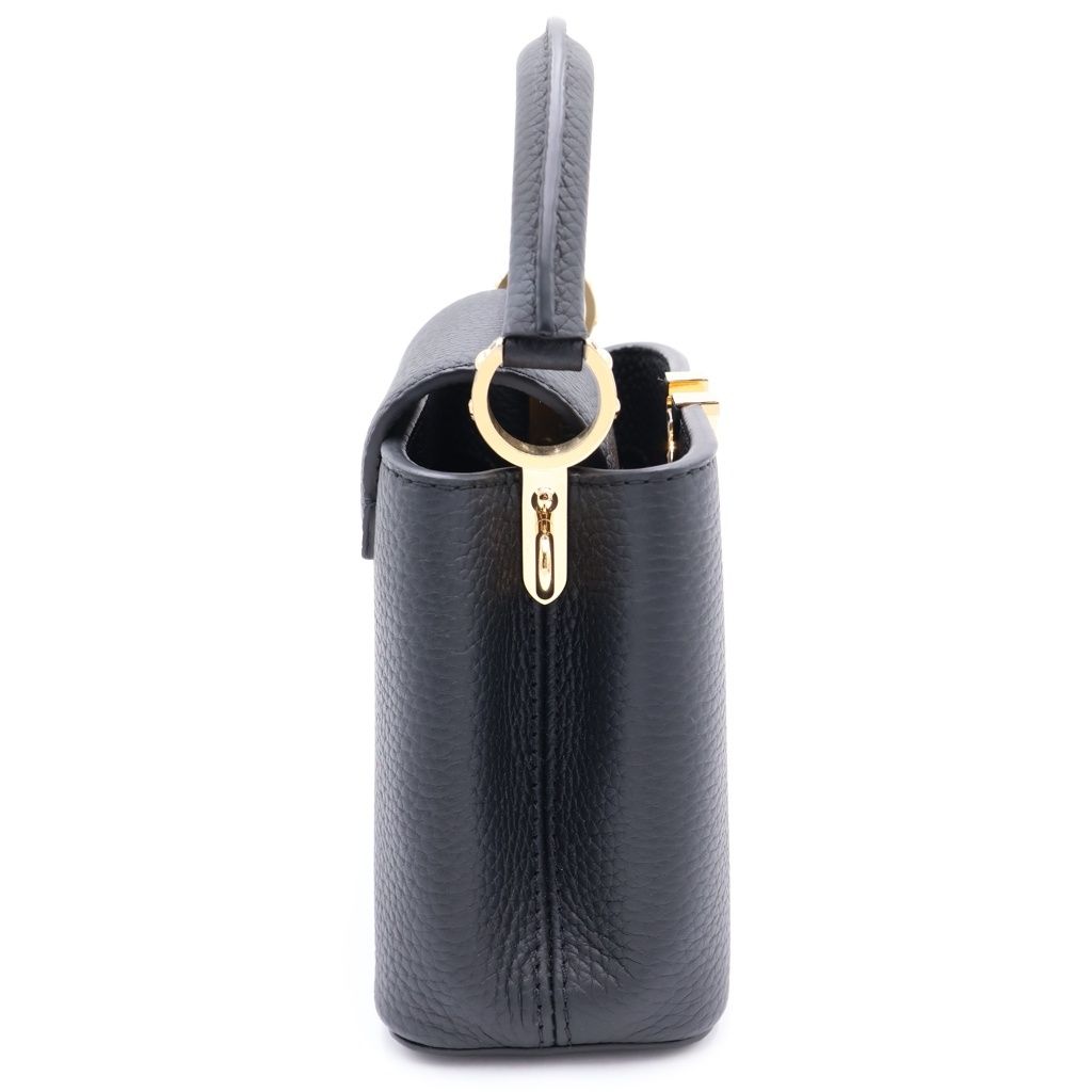 Louis Vuitton Capucines Mini Handback 2-Way Shoulder Shell Gold Leather Black — view 3