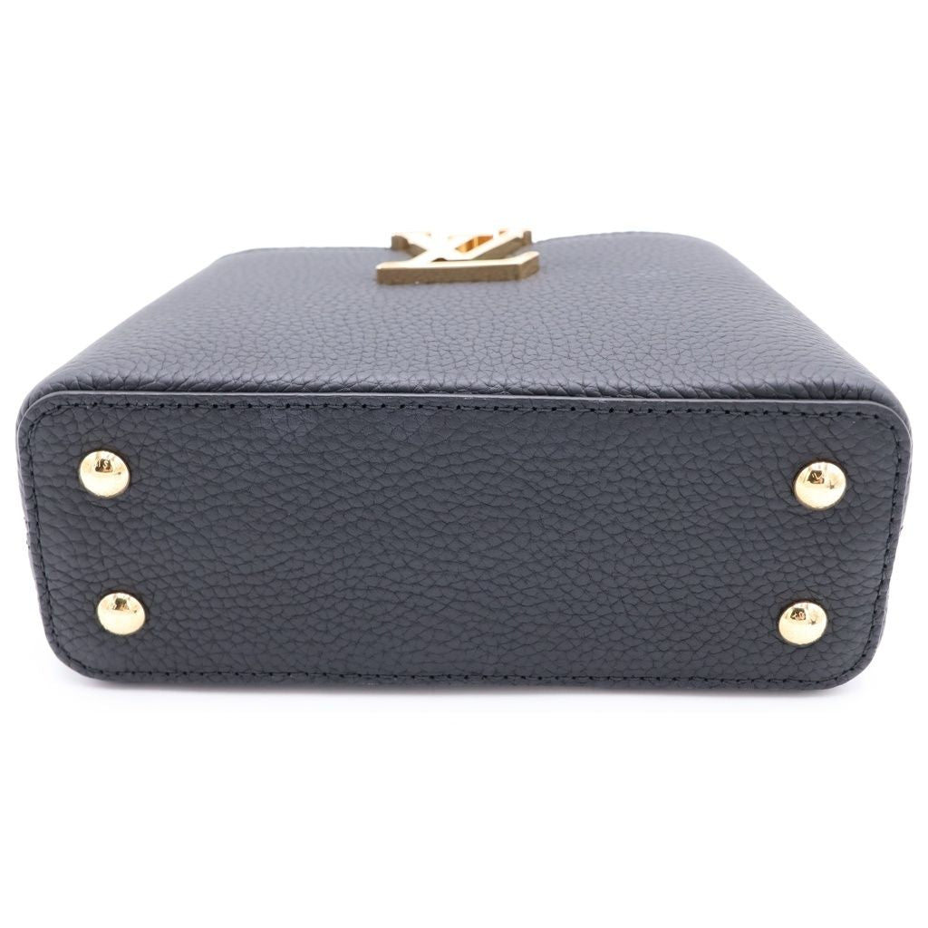 Louis Vuitton Capucines Mini Handback 2-Way Shoulder Shell Gold Leather Black — view 4