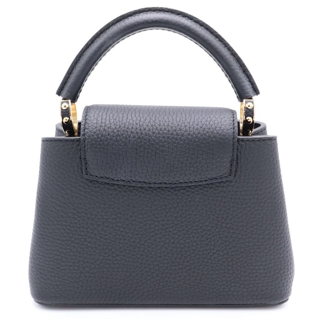 Louis Vuitton Capucines Mini Handback 2-Way Shoulder Shell Gold Leather Black — view 2