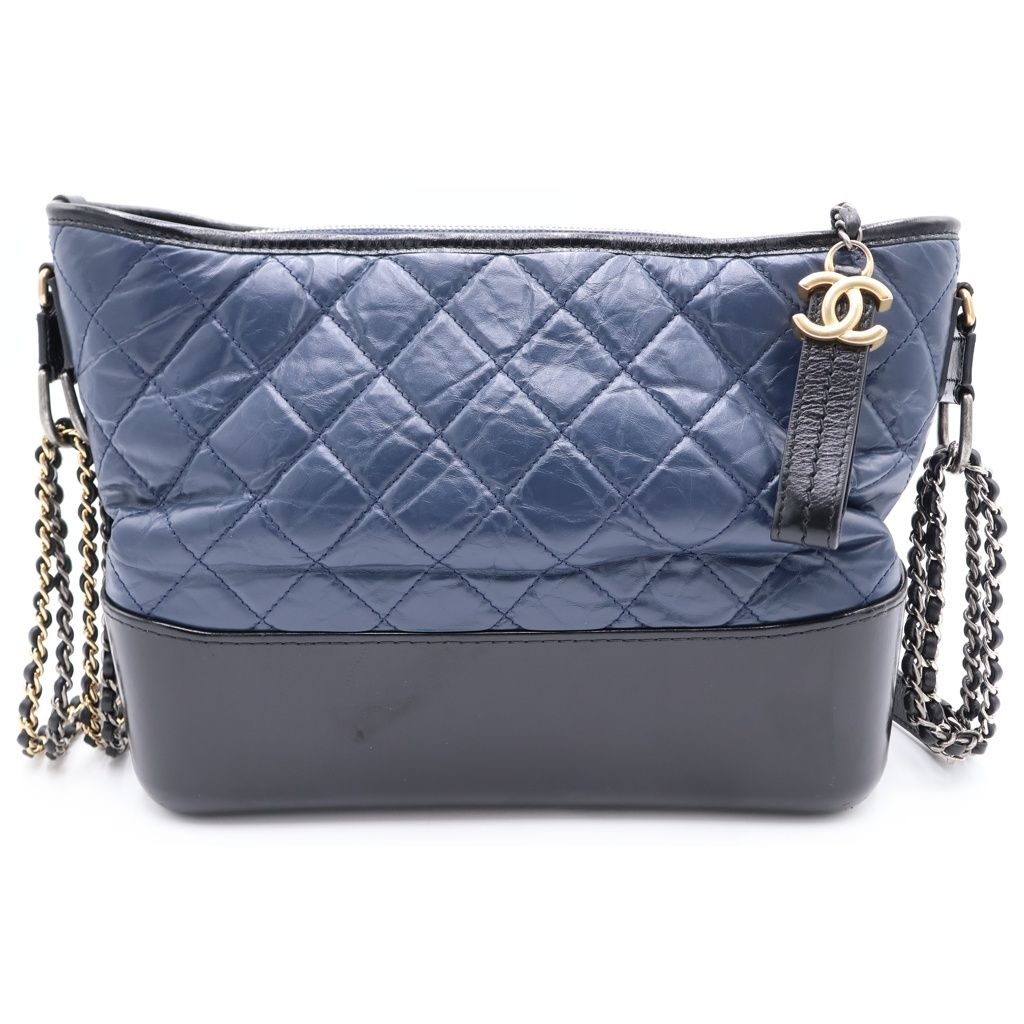 Chanel Ludo Quilted Chain Shoulder Bag Navy Black