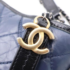 Chanel Ludo Quilted Chain Shoulder Bag Navy Black — view 6