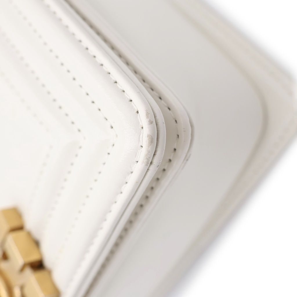 Chanel Boy Lambskin Chain Shoulder Bag Gold White — view 5