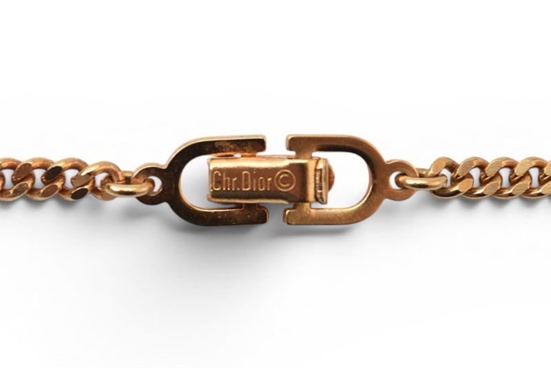 Dior Necklace Vintage CD Logo Black Gold — view 6