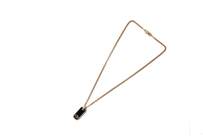 Dior Necklace Vintage CD Logo Black Gold — view 3