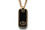 Dior Necklace Vintage CD Logo Black Gold