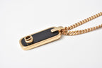 Dior Necklace Vintage CD Logo Black Gold — view 7