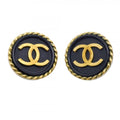 Chanel Earrings Vintage CC Logo Round