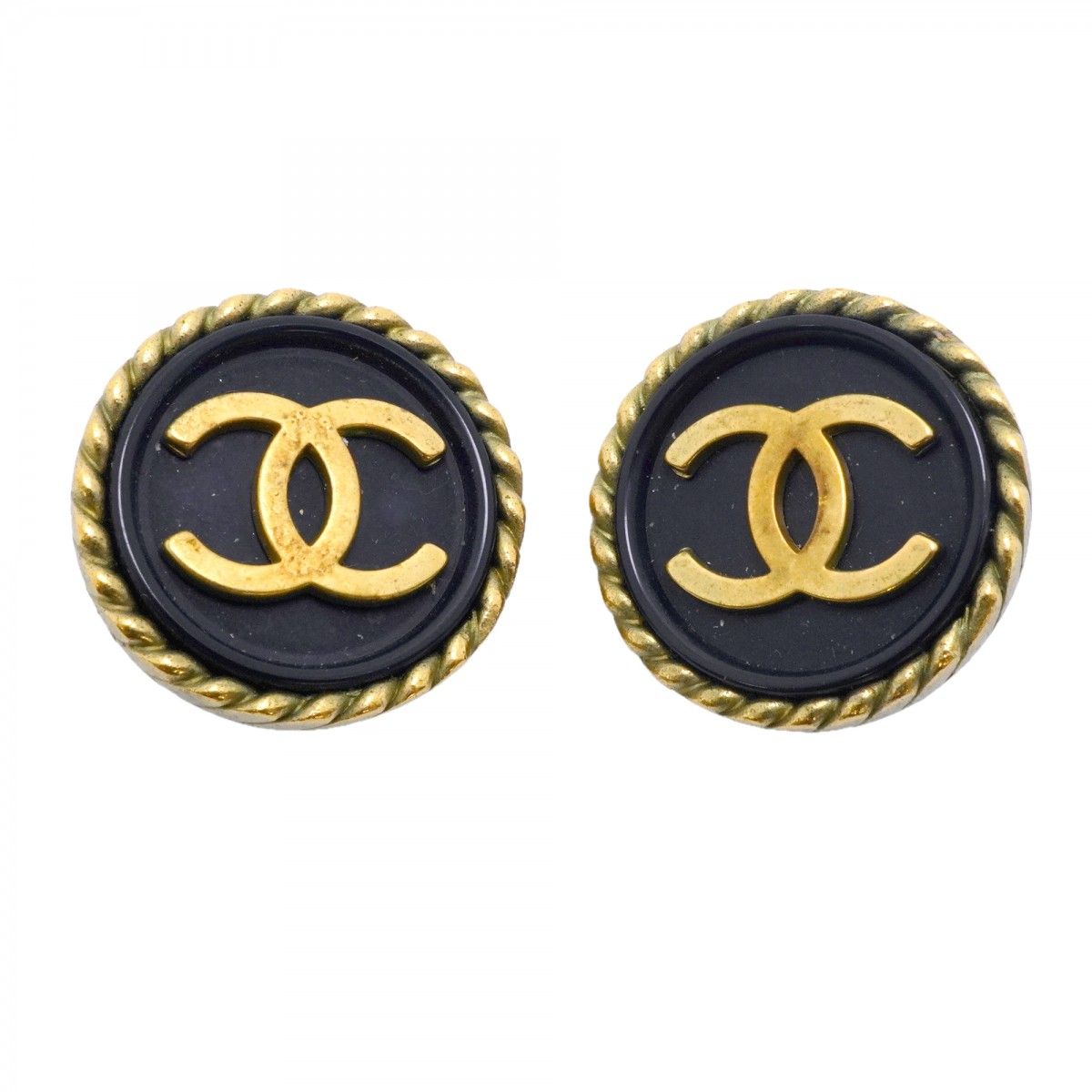 Chanel Earrings Vintage CC Logo Round