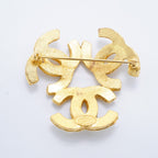 Chanel Brooch Vintage CC Logo Triple Coco Gold Plated — view 5