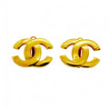 Chanel Earrings CC Logo Gold Plated