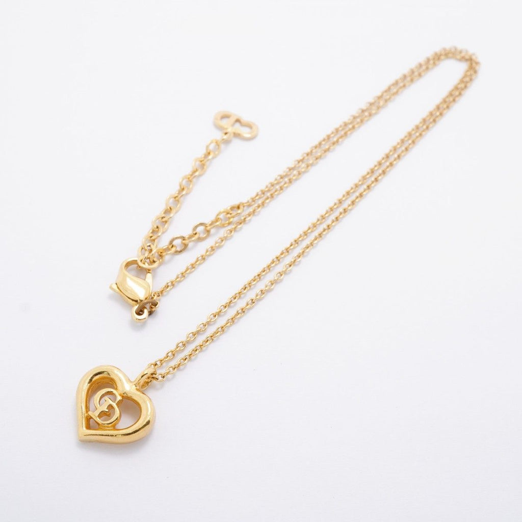 Dior Necklace CD Logo Heart Motif Gold Plated — view 3