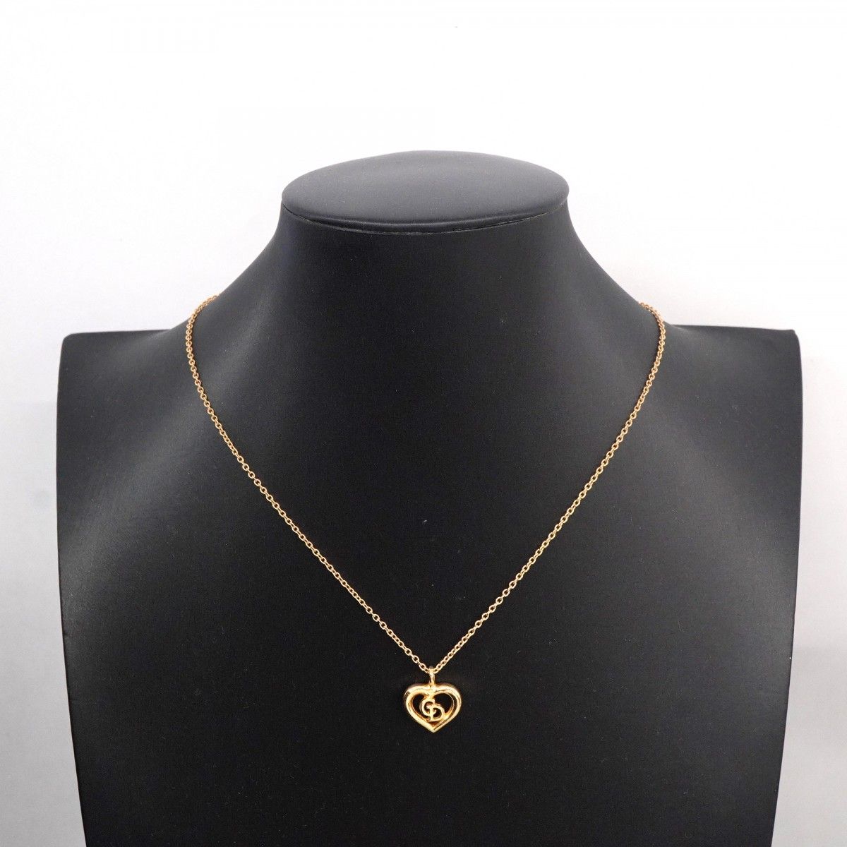 Dior Necklace CD Logo Heart Motif Gold Plated — view 6